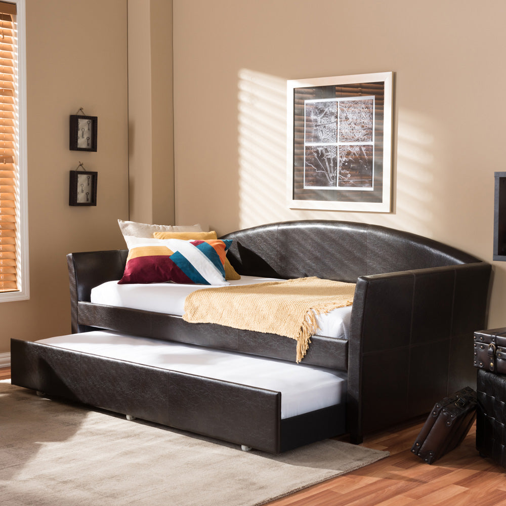 Baxton Studio - London Daybed in Brown - London-Brown-Daybed view 8