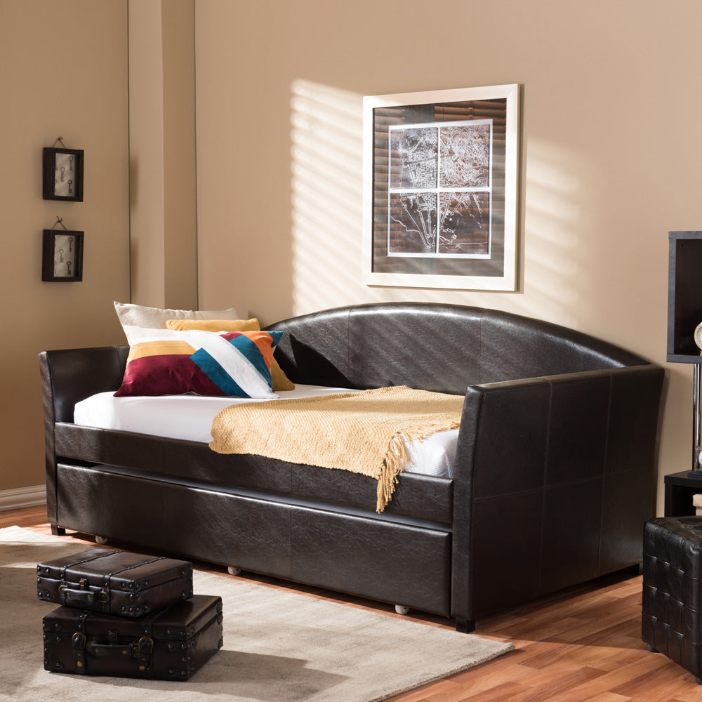 Baxton Studio - London Daybed in Brown - London-Brown-Daybed view 9