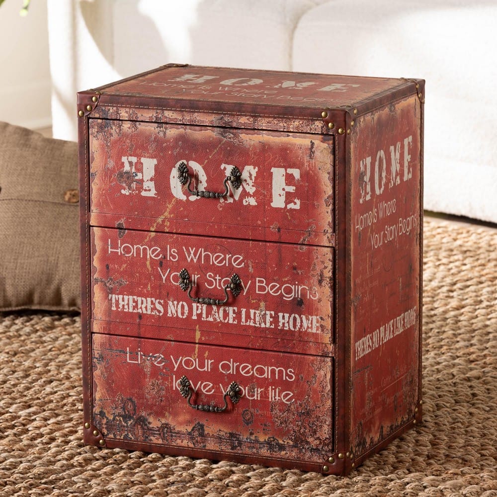 Baxton Studio - Lorand Storage Trunk in Red - SJ14513R-Wooden-Ottoman view 7