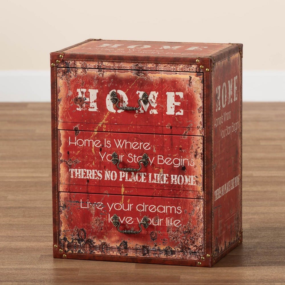 Baxton Studio - Lorand Storage Trunk in Red - SJ14513R-Wooden-Ottoman view 8