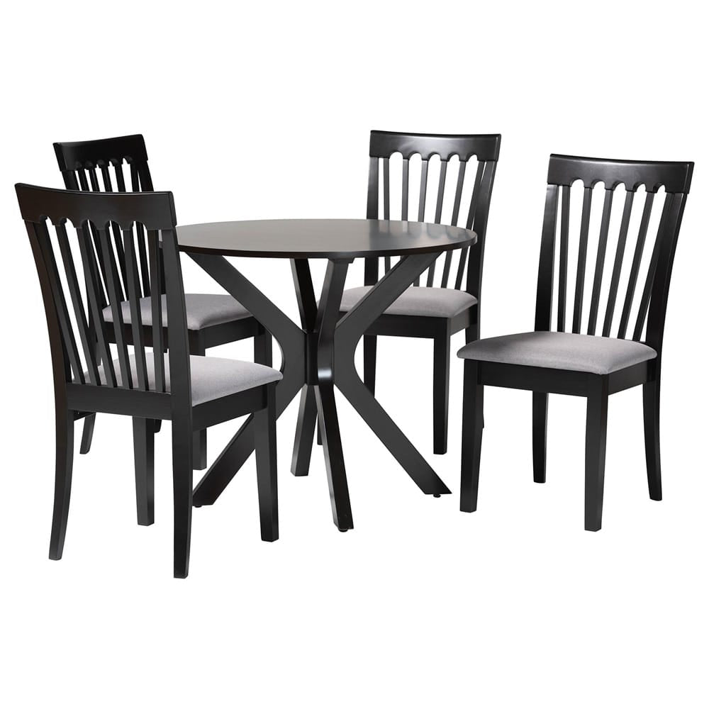 Baxton Studio - Lore Dining Set in Grey/Dark Brown - Lore-Grey/Dark Brown-5PC Dining Set view 1