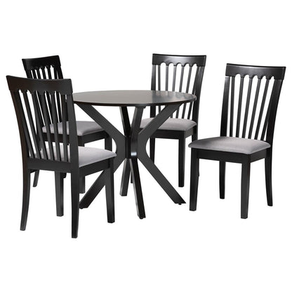 Baxton Studio - Lore Dining Set in Grey/Dark Brown - Lore-Grey/Dark Brown-5PC Dining Set view 1