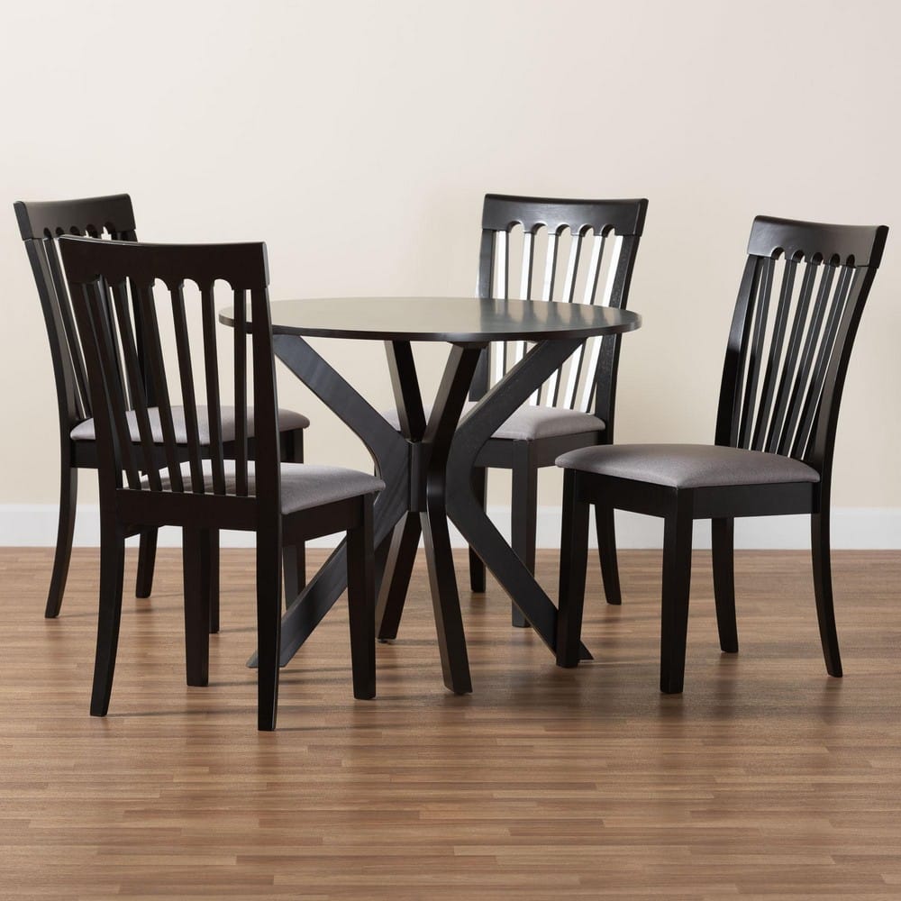 Baxton Studio - Lore Dining Set in Grey/Dark Brown - Lore-Grey/Dark Brown-5PC Dining Set view 9