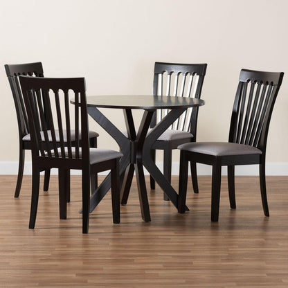 Baxton Studio - Lore Dining Set in Grey/Dark Brown - Lore-Grey/Dark Brown-5PC Dining Set view 9