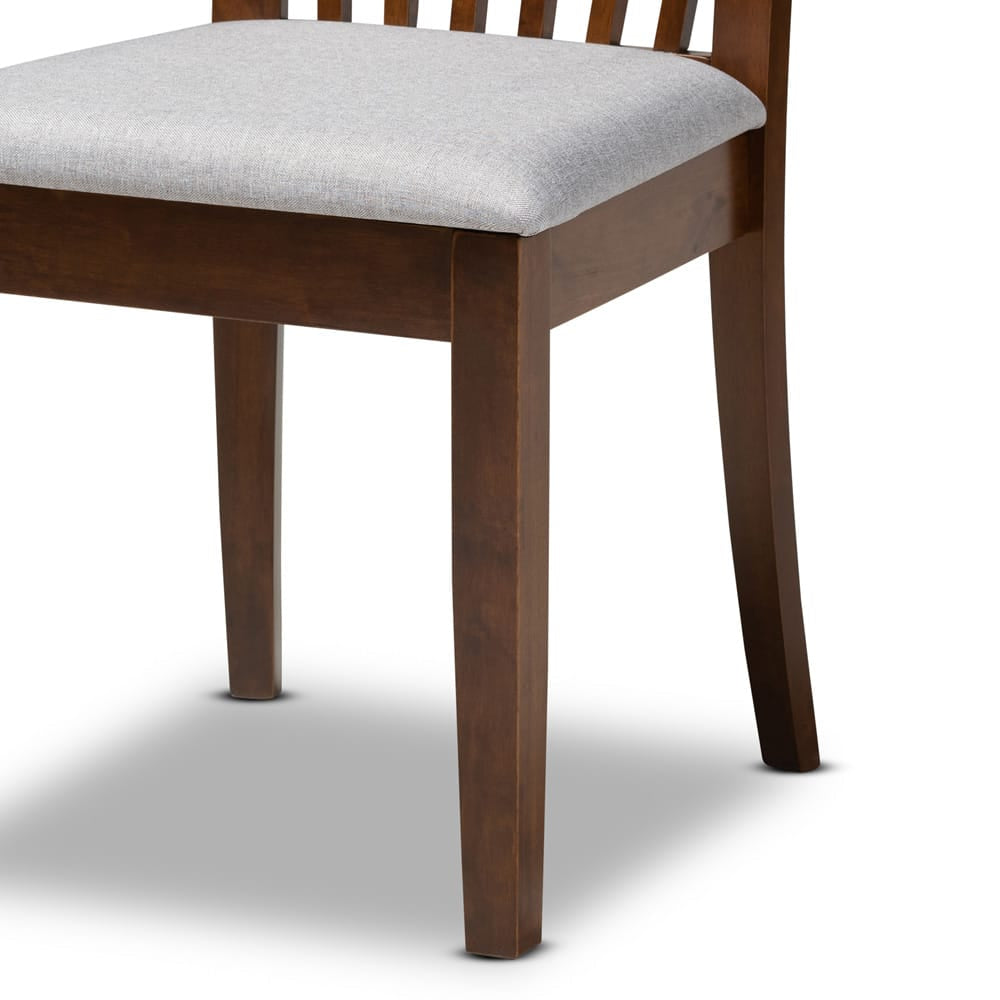 Baxton Studio - Lore Dining Set in Grey/walnut brown - Lore-Grey/Walnut-5PC Dining Set view 6