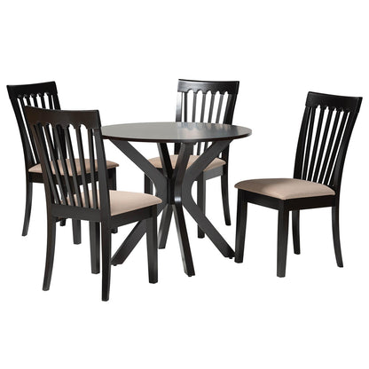 Baxton Studio - Lore Dining Set in Sand/Dark Brown - Lore-Sand/Dark Brown-5PC Dining Set view 1