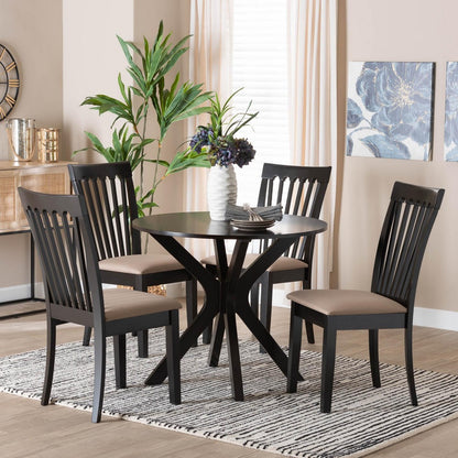 Baxton Studio - Lore Dining Set in Sand/Dark Brown - Lore-Sand/Dark Brown-5PC Dining Set view 8