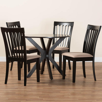Baxton Studio - Lore Dining Set in Sand/Dark Brown - Lore-Sand/Dark Brown-5PC Dining Set view 9