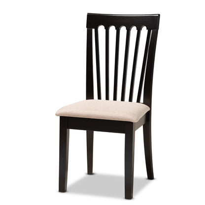 Baxton Studio - Lore Dining Set in Sand/Dark Brown - Lore-Sand/Dark Brown-7PC Dining Set view 2