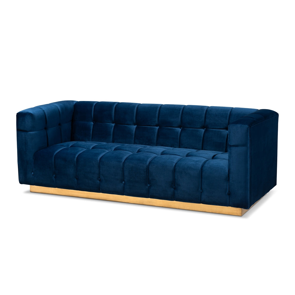 Baxton Studio - Loreto Sofa in Blue/Gold - TSF-5506-Navy/Gold-SF view 1
