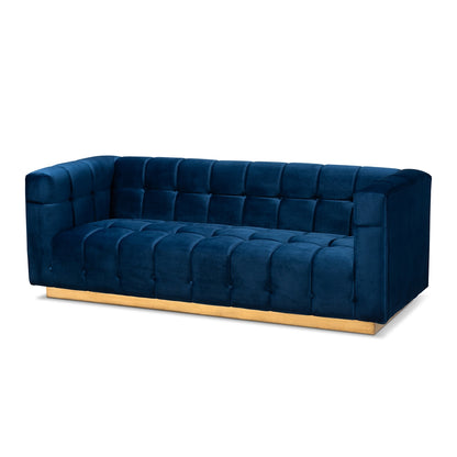 Baxton Studio - Loreto Sofa in Blue/Gold - TSF-5506-Navy/Gold-SF view 1