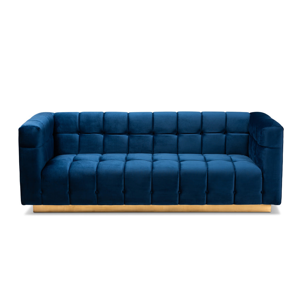 Baxton Studio - Loreto Sofa in Blue/Gold - TSF-5506-Navy/Gold-SF view 2