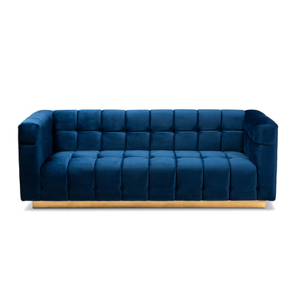 Baxton Studio - Loreto Sofa in Blue/Gold - TSF-5506-Navy/Gold-SF view 2