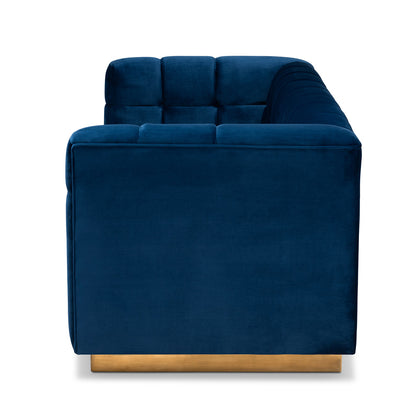 Baxton Studio - Loreto Sofa in Blue/Gold - TSF-5506-Navy/Gold-SF view 3