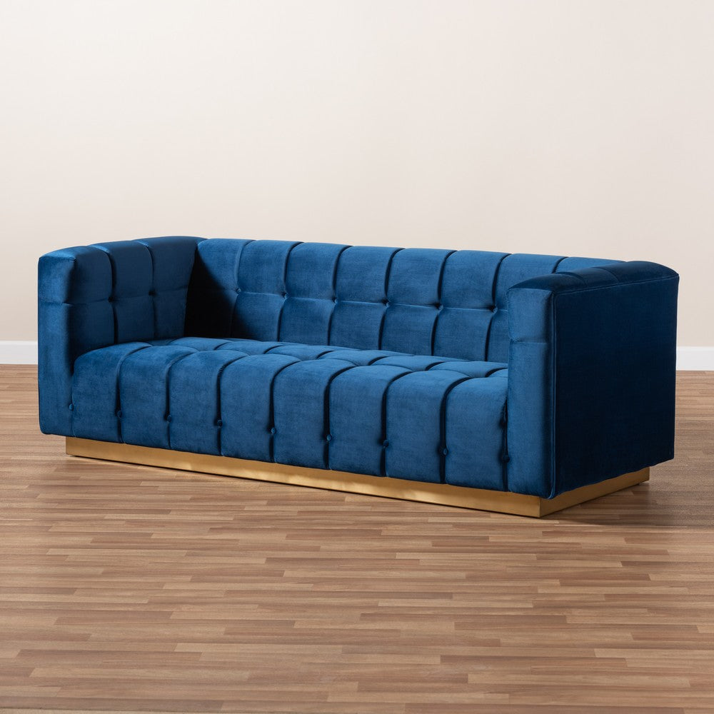 Baxton Studio - Loreto Sofa in Blue/Gold - TSF-5506-Navy/Gold-SF view 7