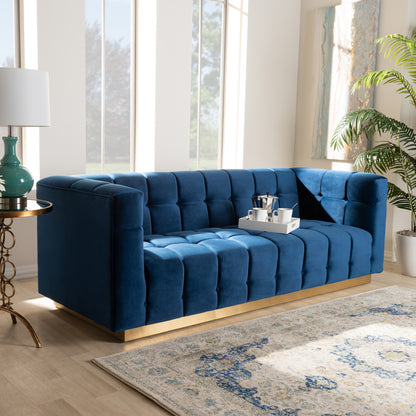 Baxton Studio - Loreto Sofa in Blue/Gold - TSF-5506-Navy/Gold-SF view 8