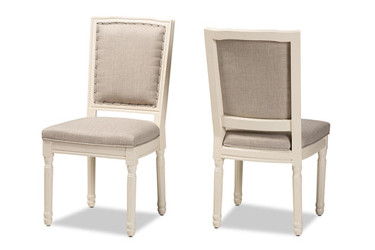 Baxton Studio - Louane Dining Chair Set of 2 - W-LOUIS-R-02-Off White/Grey-Chair view 1