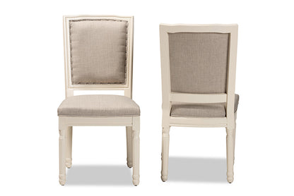 Baxton Studio - Louane Dining Chair Set of 2 - W-LOUIS-R-02-Off White/Grey-Chair view 2