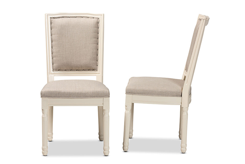 Baxton Studio - Louane Dining Chair Set of 2 - W-LOUIS-R-02-Off White/Grey-Chair view 3