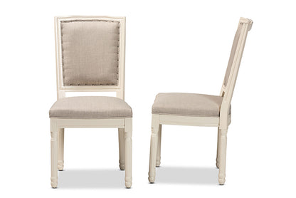 Baxton Studio - Louane Dining Chair Set of 2 - W-LOUIS-R-02-Off White/Grey-Chair view 3