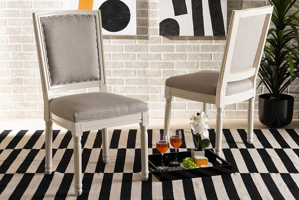 Baxton Studio - Louane Dining Chair Set of 2 - W-LOUIS-R-02-Off White/Grey-Chair view 5