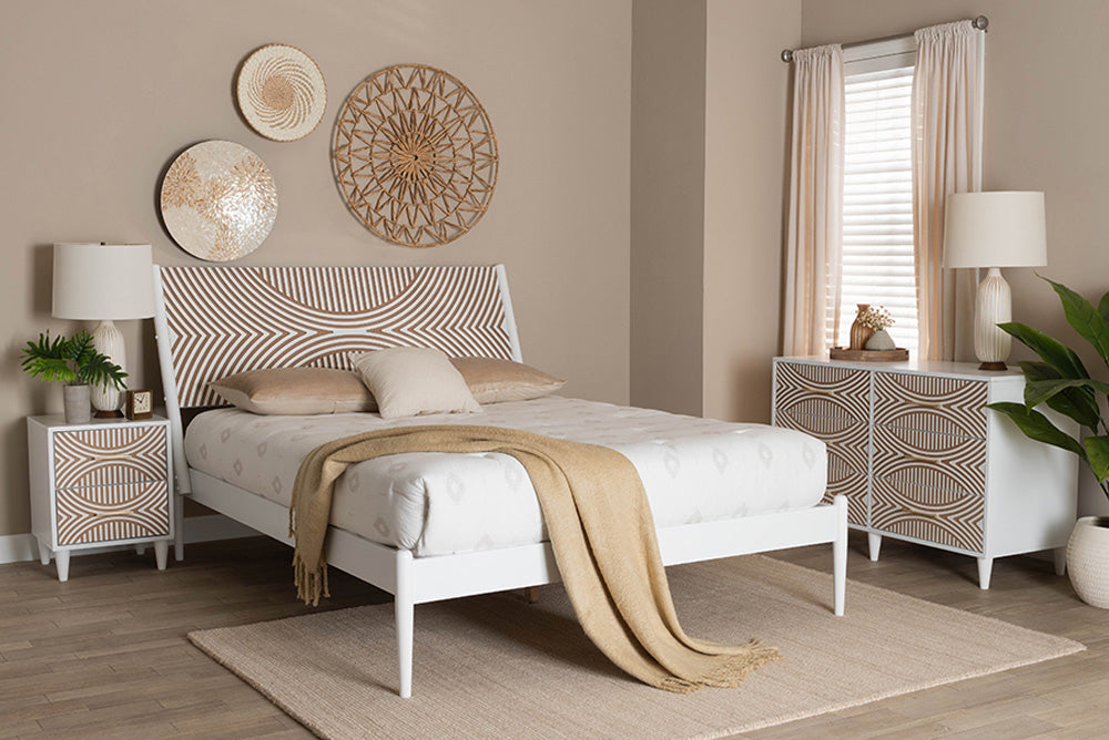 Baxton Studio - Louetta King Bedroom Set - SW8591-White-3PC King Bedroom Set view 5