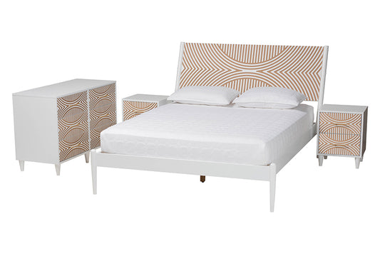 Baxton Studio - Louetta King Bedroom Set - SW8591-White-4PC King Bedroom Set view 1