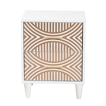 Baxton Studio - Louetta Nightstand in White/Natural Brown - SW8000-63NS2D-2DW-White-Nightstand view 3