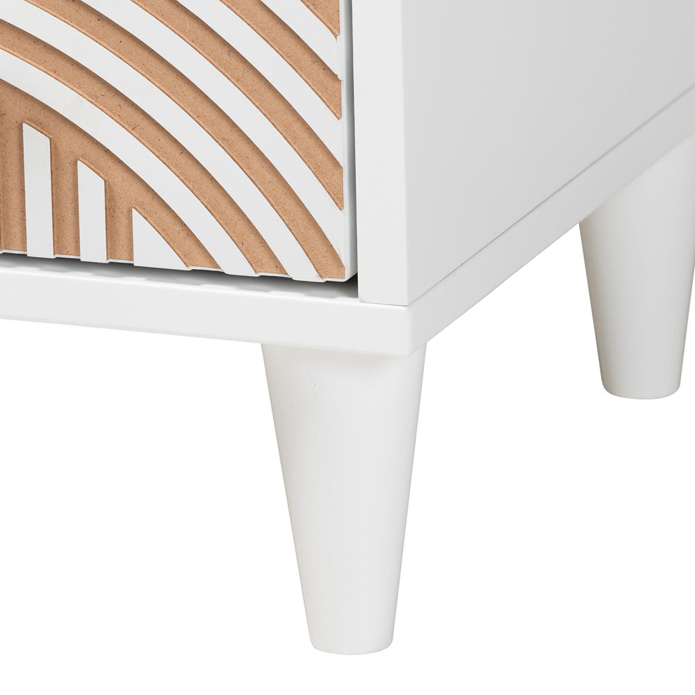 Baxton Studio - Louetta Nightstand in White/Natural Brown - SW8000-63NS2D-2DW-White-Nightstand view 6