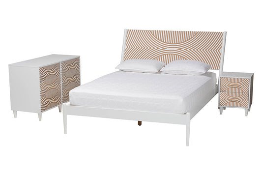 Baxton Studio - Louetta Queen Bedroom Set - SW8591-White-3PC Queen Bedroom Set view 1