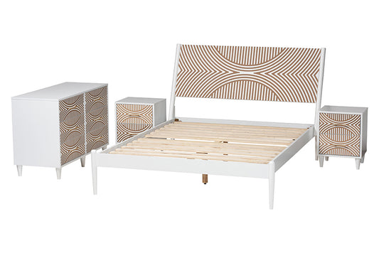 Baxton Studio - Louetta Queen Bedroom Set - SW8591-White-4PC Queen Bedroom Set view 2