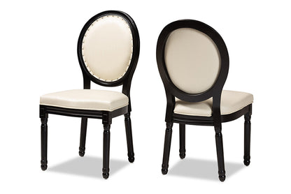 Baxton Studio - Louis Dining Chair Set of 2 - W-LOUIS-O-07-Black/Beige-Chair view 1