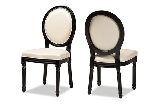 Baxton Studio - Louis Dining Chair Set of 2 - W-LOUIS-O-07-Black/Beige-Chair view 1