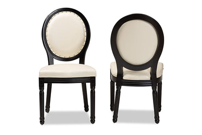 Baxton Studio - Louis Dining Chair Set of 2 - W-LOUIS-O-07-Black/Beige-Chair view 2