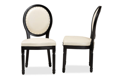 Baxton Studio - Louis Dining Chair Set of 2 - W-LOUIS-O-07-Black/Beige-Chair view 3
