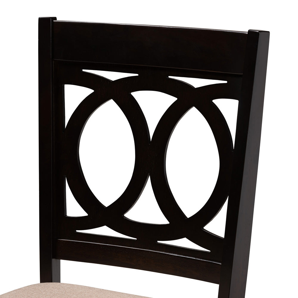 Baxton Studio - Louisa Dining Set in Beige/Dark Brown - Evie-Sand/Dark Brown-5PC Dining Set view 5