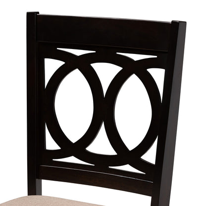 Baxton Studio - Louisa Dining Set in Beige/Dark Brown - Evie-Sand/Dark Brown-5PC Dining Set view 5