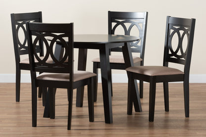 Baxton Studio - Louisa Dining Set in Beige/Dark Brown - Evie-Sand/Dark Brown-5PC Dining Set view 9