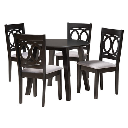 Baxton Studio - Louisa Dining Set in Grey/Dark Brown - Louisa-Grey/Dark Brown-5PC Dining Set view 1