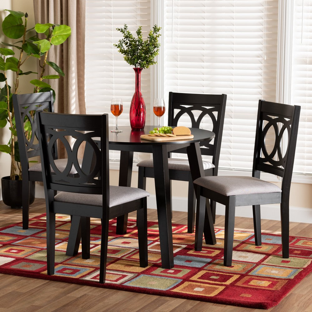 Baxton Studio - Louisa Dining Set in Grey/Dark Brown - Louisa-Grey/Dark Brown-5PC Dining Set view 8