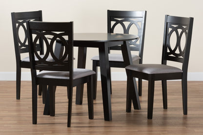 Baxton Studio - Louisa Dining Set in Grey/Dark Brown - Louisa-Grey/Dark Brown-5PC Dining Set view 9