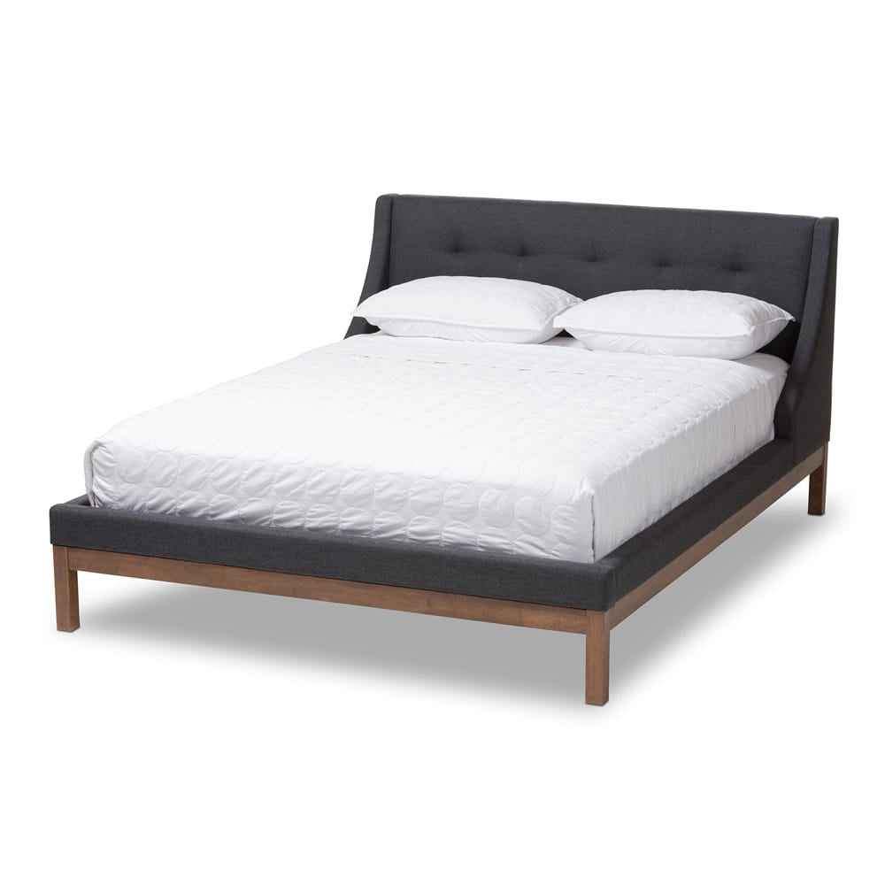 Baxton Studio - Louvain Full Size Bed in Dark Grey - BBT6696-Dark Grey-Full view 1