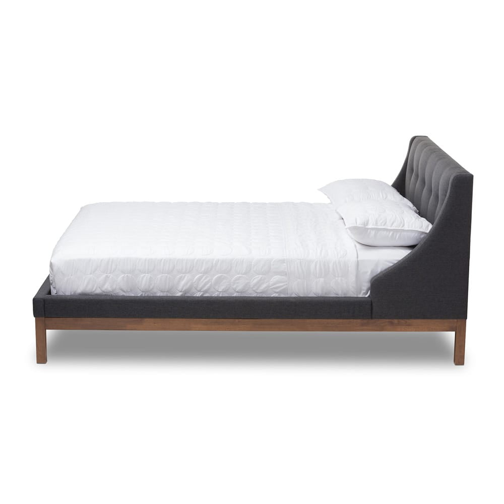Baxton Studio - Louvain Full Size Bed in Dark Grey - BBT6696-Dark Grey-Full view 2