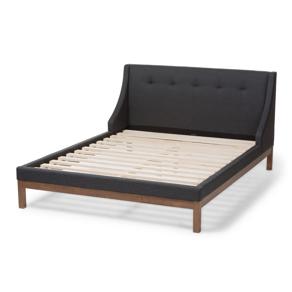 Baxton Studio - Louvain Full Size Bed in Dark Grey - BBT6696-Dark Grey-Full view 3