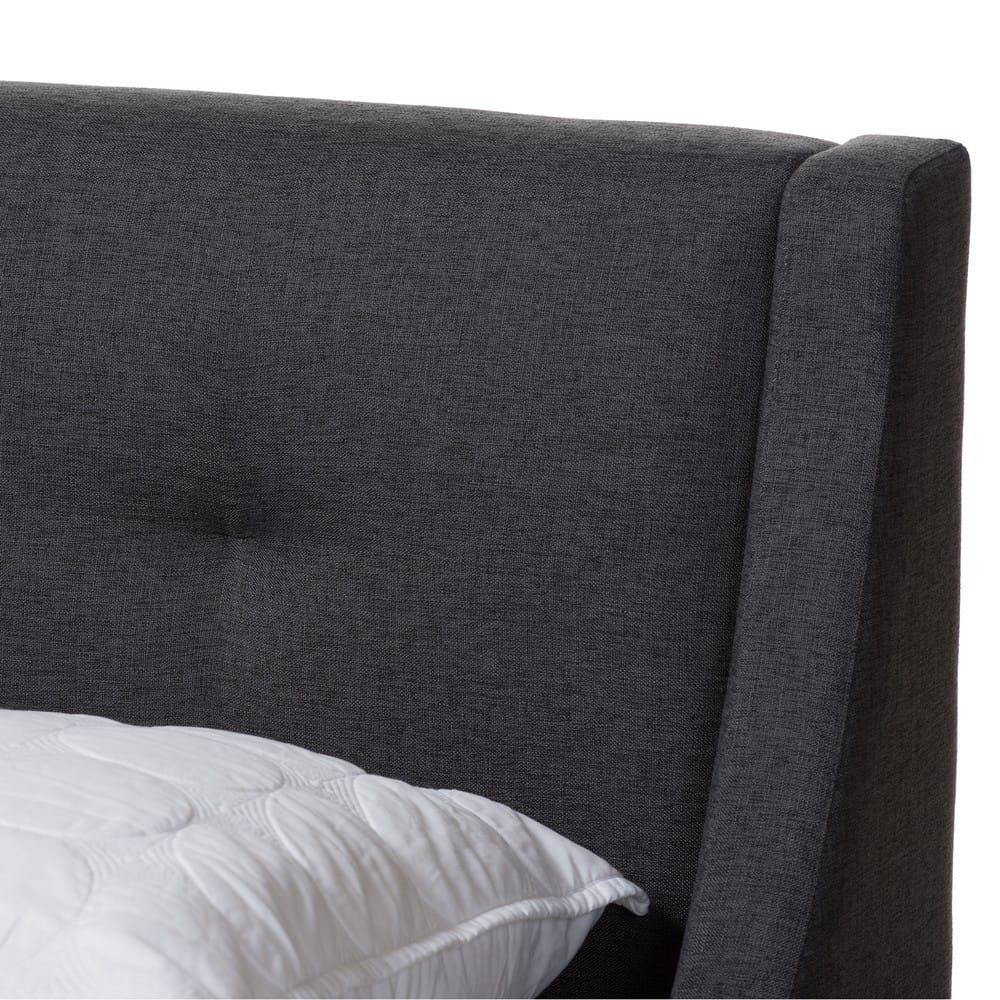 Baxton Studio - Louvain Full Size Bed in Dark Grey - BBT6696-Dark Grey-Full view 4
