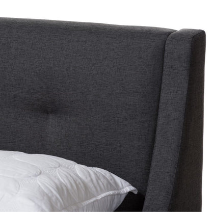 Baxton Studio - Louvain Full Size Bed in Dark Grey - BBT6696-Dark Grey-Full view 4