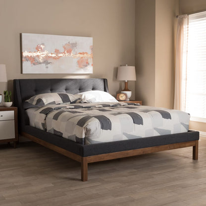 Baxton Studio - Louvain Full Size Bed in Dark Grey - BBT6696-Dark Grey-Full view 6