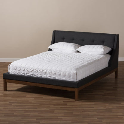 Baxton Studio - Louvain Full Size Bed in Dark Grey - BBT6696-Dark Grey-Full view 7