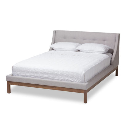 Baxton Studio - Louvain Full Size Bed in Greyish Beige - BBT6696-Greyish Beige-Full view 1