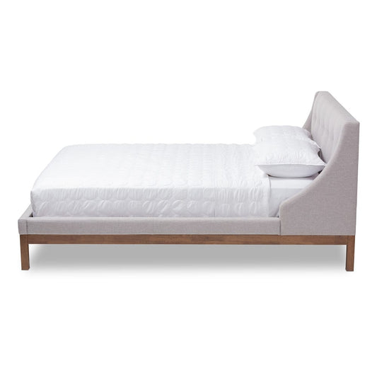 Baxton Studio - Louvain Full Size Bed in Greyish Beige - BBT6696-Greyish Beige-Full view 2
